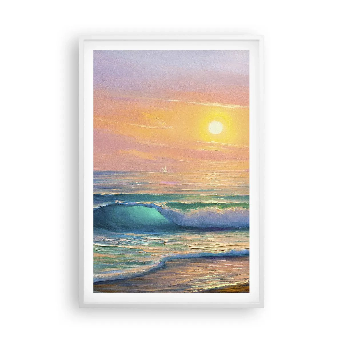 Poster in einem weißen Rahmen - Ein türkisfarbenes Lied der Wellen - 61x91 cm