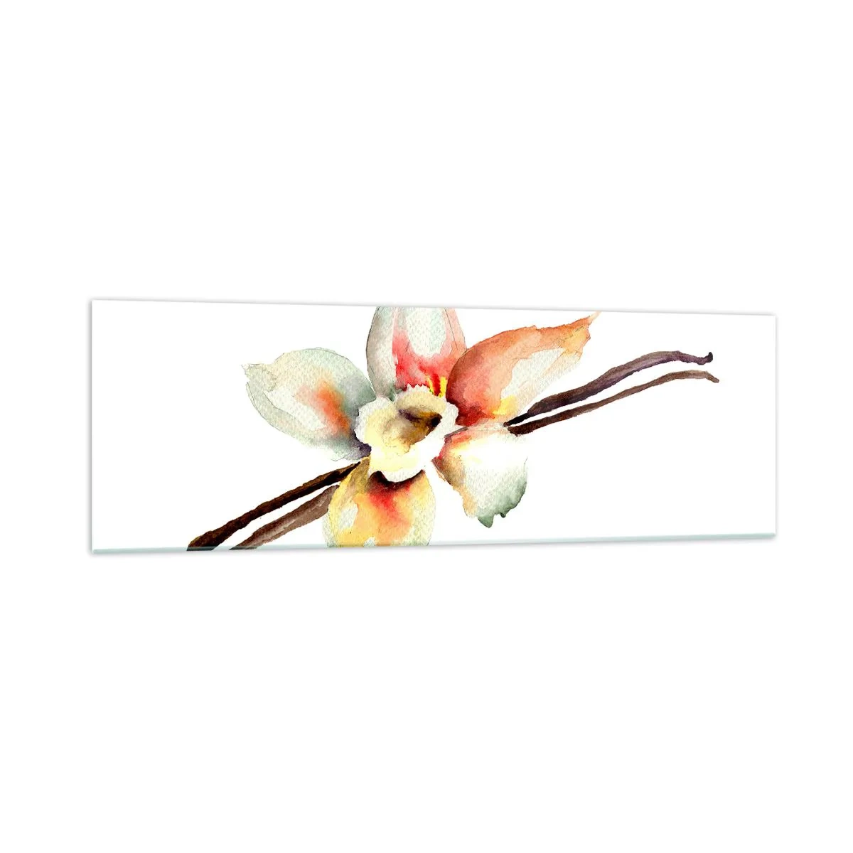 Glasbild - Bild auf glas - Aquarell-Blumenillustration in Pastellfarben - 160x50cm - Süße mit Farbe verschüttet - Moderne Wanddekoration für Wohnzimmer und Schlafzimmer ARTTOR