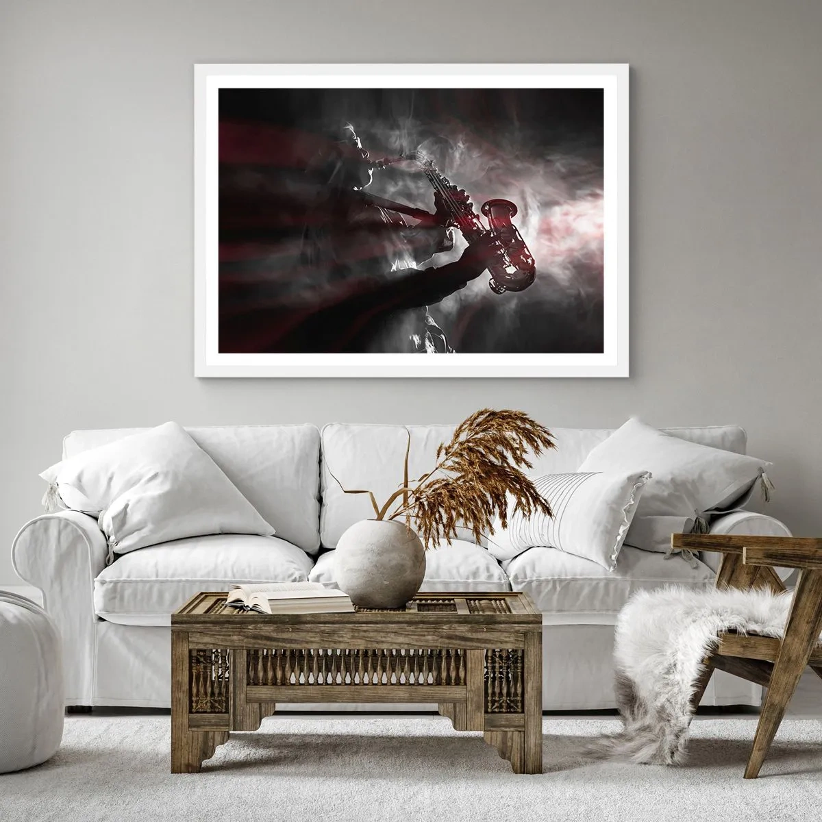 Poster in einem weißen Rahmen - In den Dämpfen des Jazz - 40x40 cm