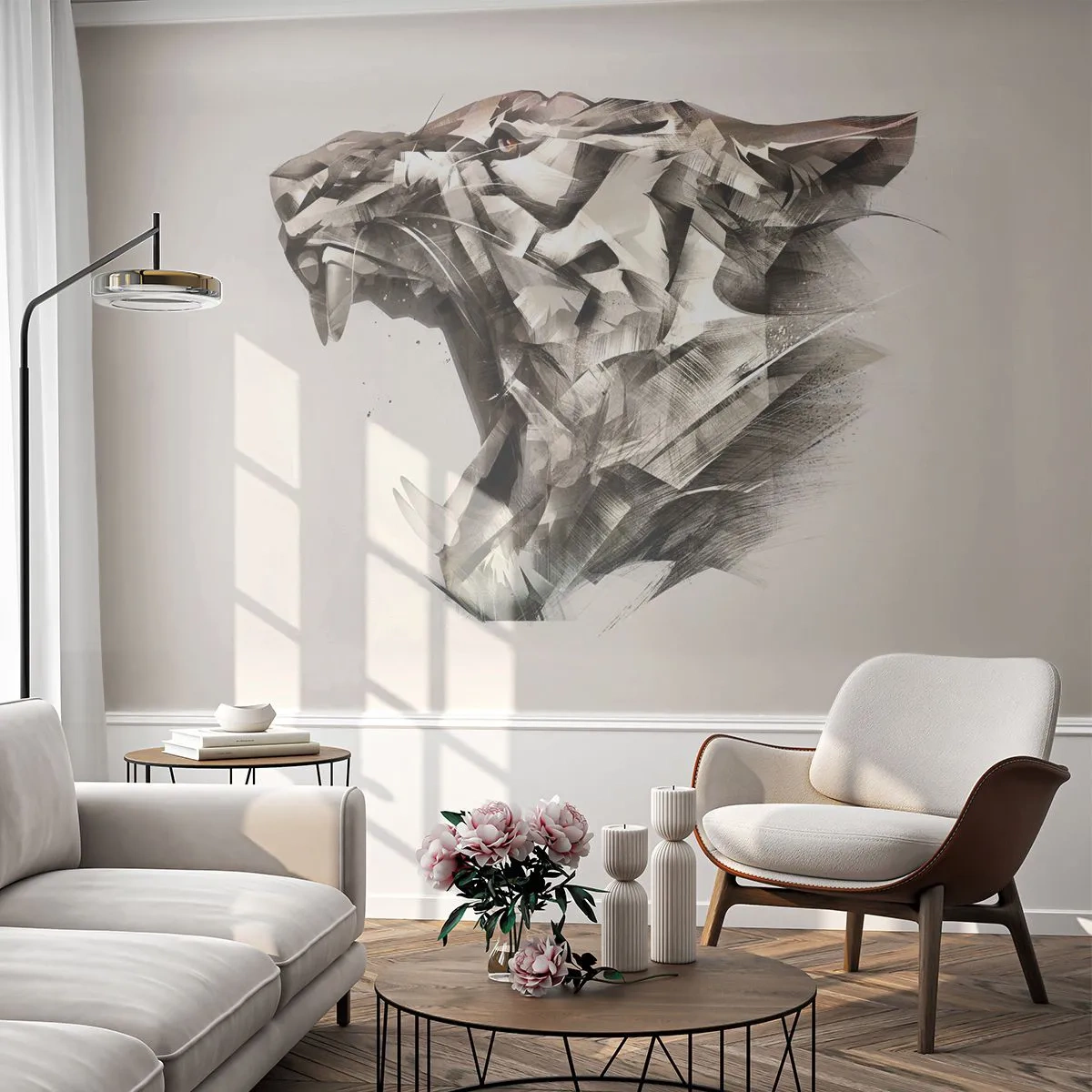 Fototapete Premium Canvas - Du weißt schon wer das Sagen hat - Abstraktion, Tiger, Tiere - 300x210 cm