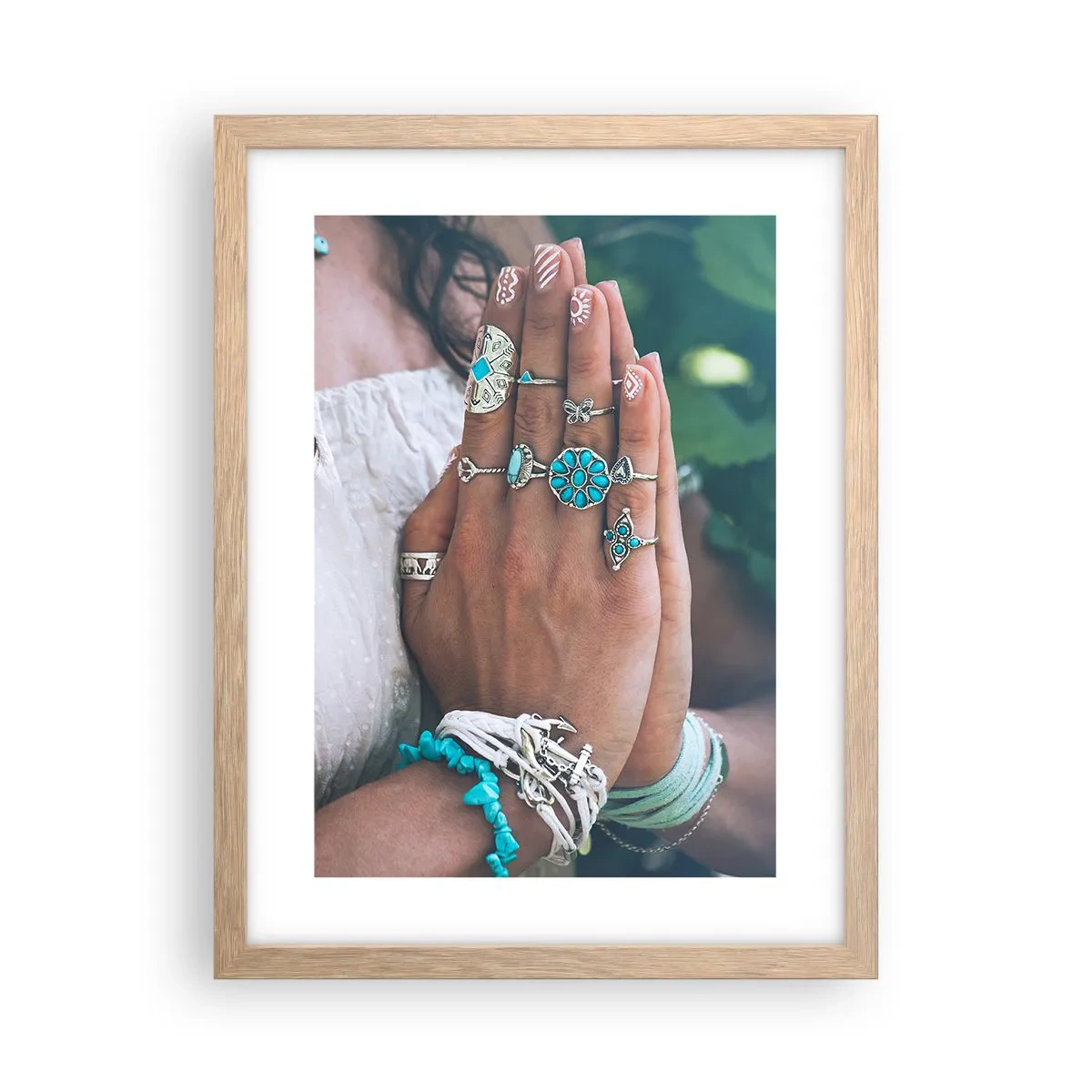 Poster in einem Rahmen aus heller Eiche - Willkommen im Zentrum des Seins - 30x40 cm