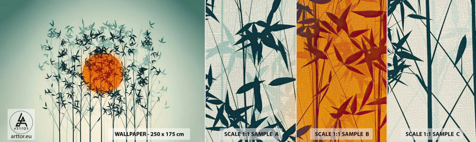 Fototapeten Muster Premium Canvas - Japanische Sonne - Abstraktion, Grafik, Exotik - 100x30 cm