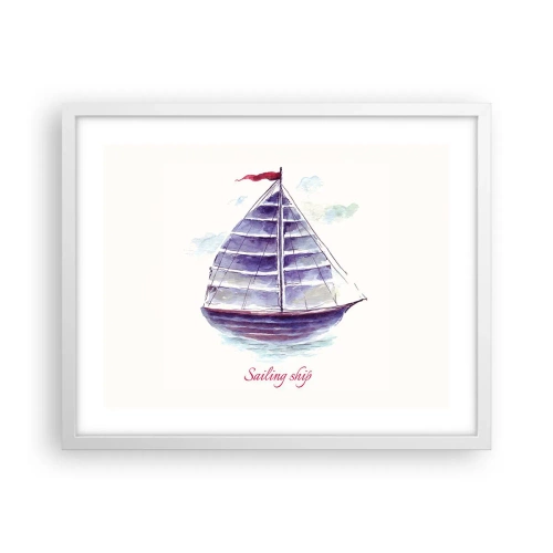Poster in einem weißen Rahmen - Volle Segel und ruhiges Wasser - 50x40 cm