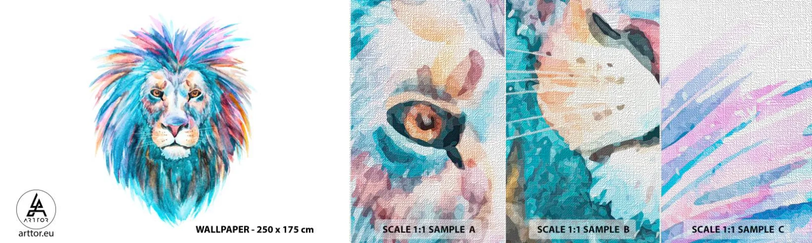 Fototapeten Muster Premium Canvas - Eine elektrisierende Aura - Tiere, Löwe, Abstraktion - 100x30 cm