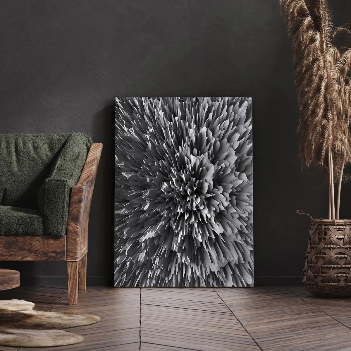 Bild auf Leinwand - Leinwandbild - Abstrakte Struktur in Grautönen - 50x70cm - Härter kann es nicht werden - Moderne Wanddekoration für Wohnzimmer und Schlafzimmer ARTTOR