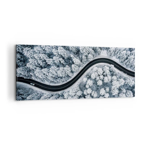 Bild auf Leinwand - Leinwandbild - Durch den Winterwald - 100x40 cm