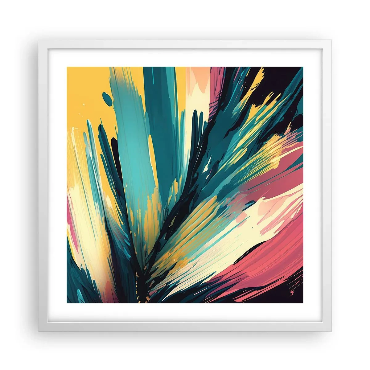 Poster in einem weißen Rahmen - Komposition – eine Explosion der Freude - 50x50 cm