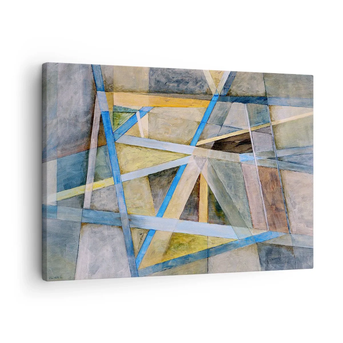 Bild auf Leinwand - Leinwandbild - Geometrische Komposition mit hellen und blauen Linien - 70x50cm - Gerade oder diagonal? - Moderne Wanddekoration für Wohnzimmer und Schlafzimmer ARTTOR