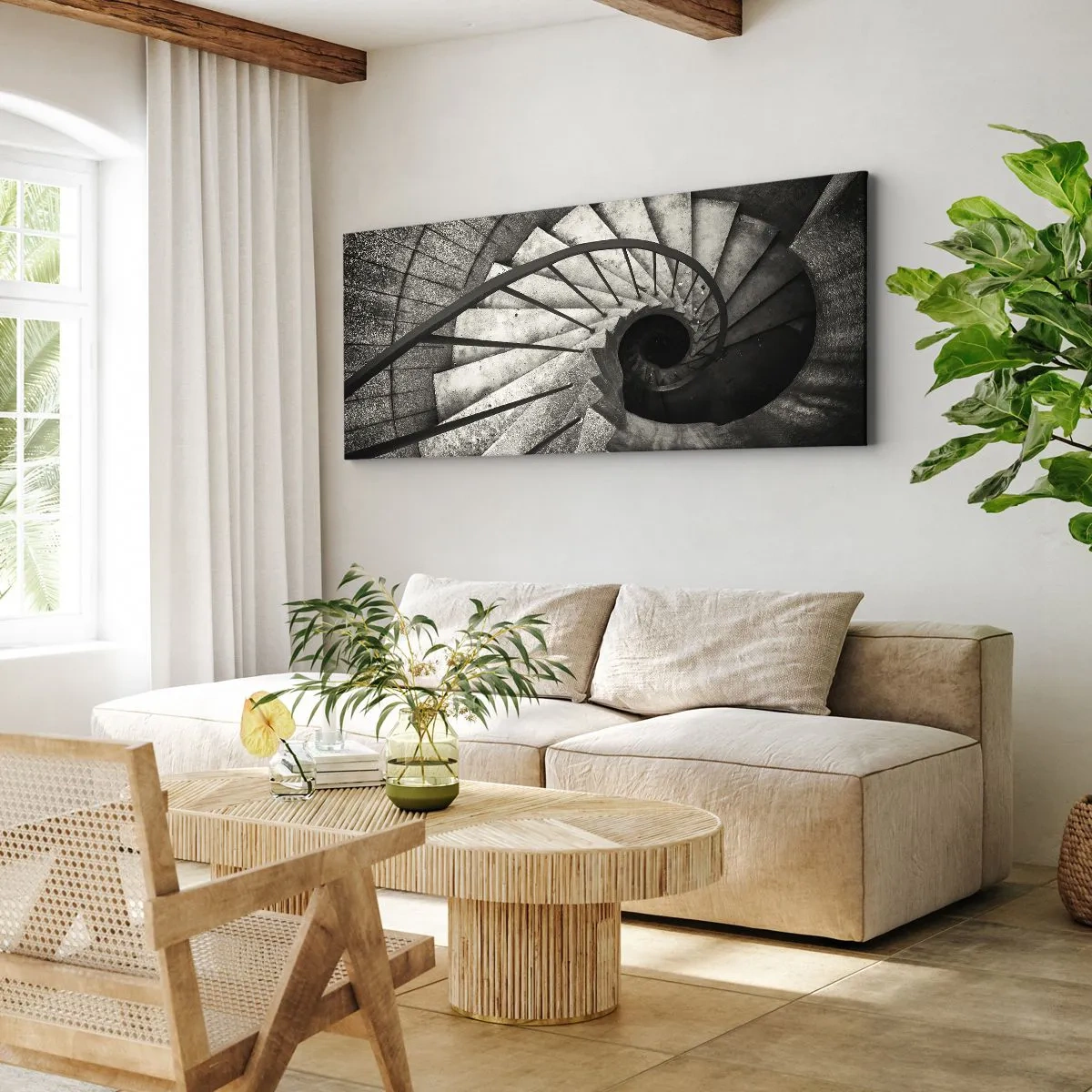 Bild auf Leinwand - Leinwandbild - Treppe hoch, Treppe runter - 100x40 cm