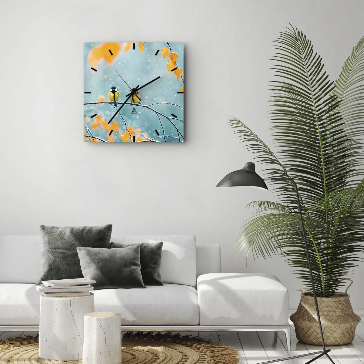 Wanduhr - Glasuhr - Vogelklatsch - 30x30 cm