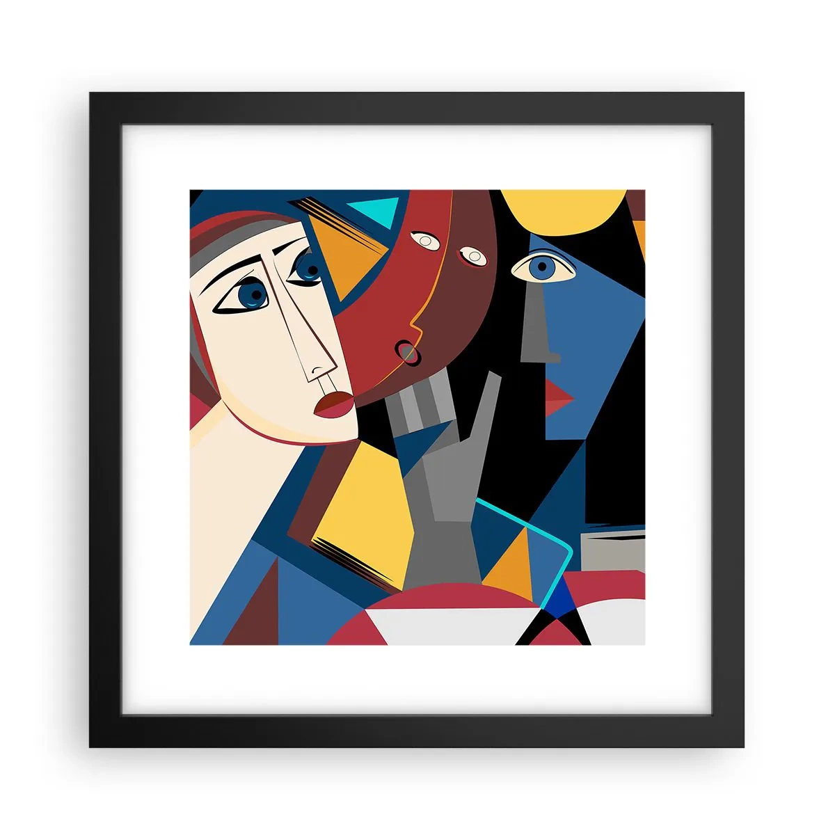 Poster in einem schwarzem Rahmen - Gespräch zwischen Kubisten - 30x30 cm