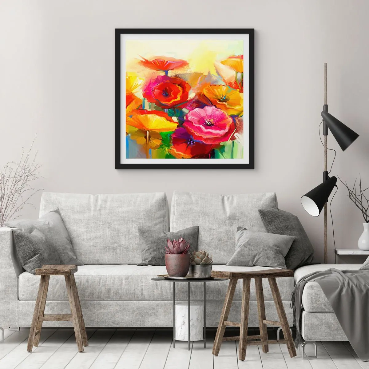 Poster in einem schwarzem Rahmen - Nicht nur rot - 40x40 cm