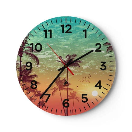 Wanduhr - Glasuhr - Tropische Stimmung - 40x40 cm