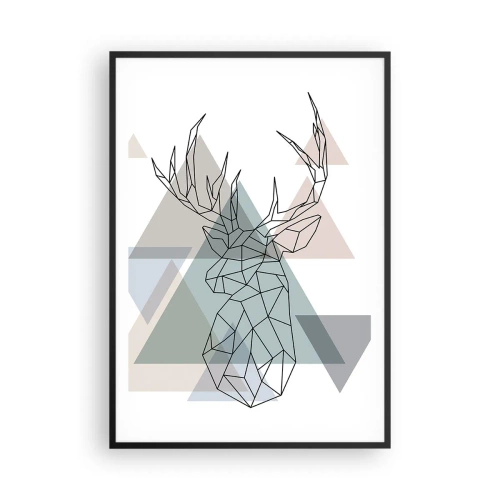 Poster in einem schwarzem Rahmen - In einem geometrischen Wald - 70x100 cm
