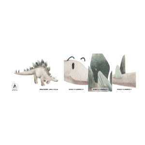 Fototapeten Muster Selbstklebend Deluxe Sticker - Euer Freund - Dinosaurier, Kinder, Stegosaurus - 100x30 cm