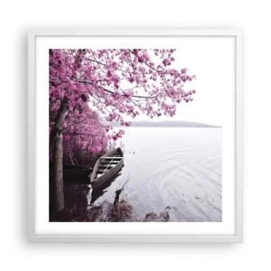 Poster in einem weißen Rahmen - In rosa Stille - 50x50 cm