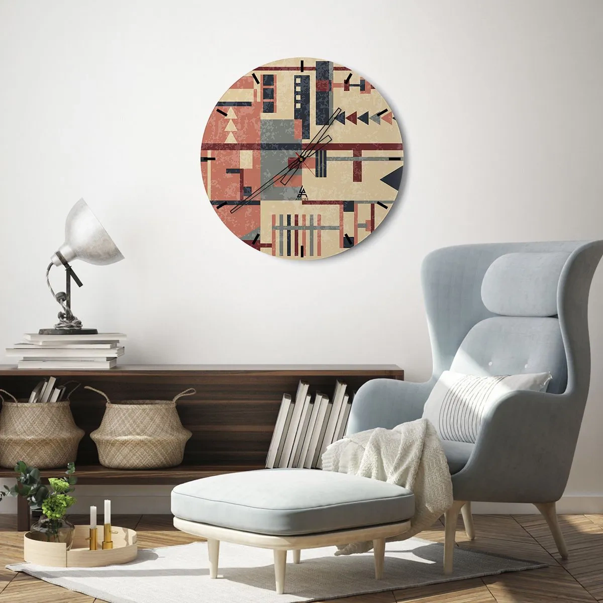 Wanduhr - Glasuhr - Eine Kombination aus Vertikalen und Ebenen - 40x40 cm