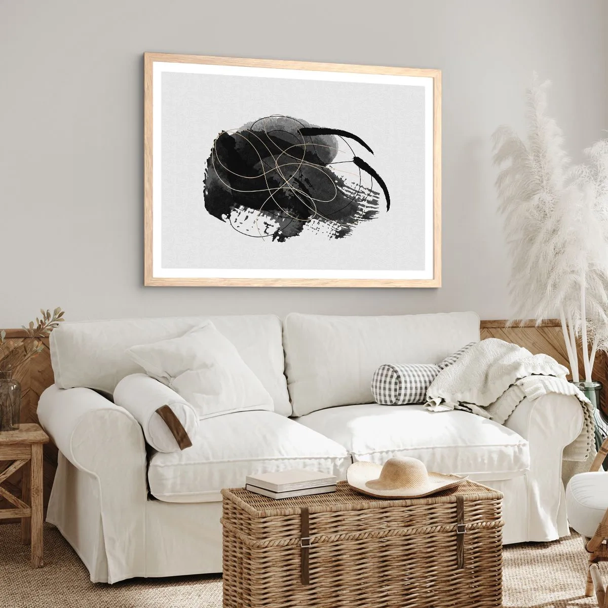 Poster in einem Rahmen aus heller Eiche - Aus Schwarz entstanden - 70x50 cm