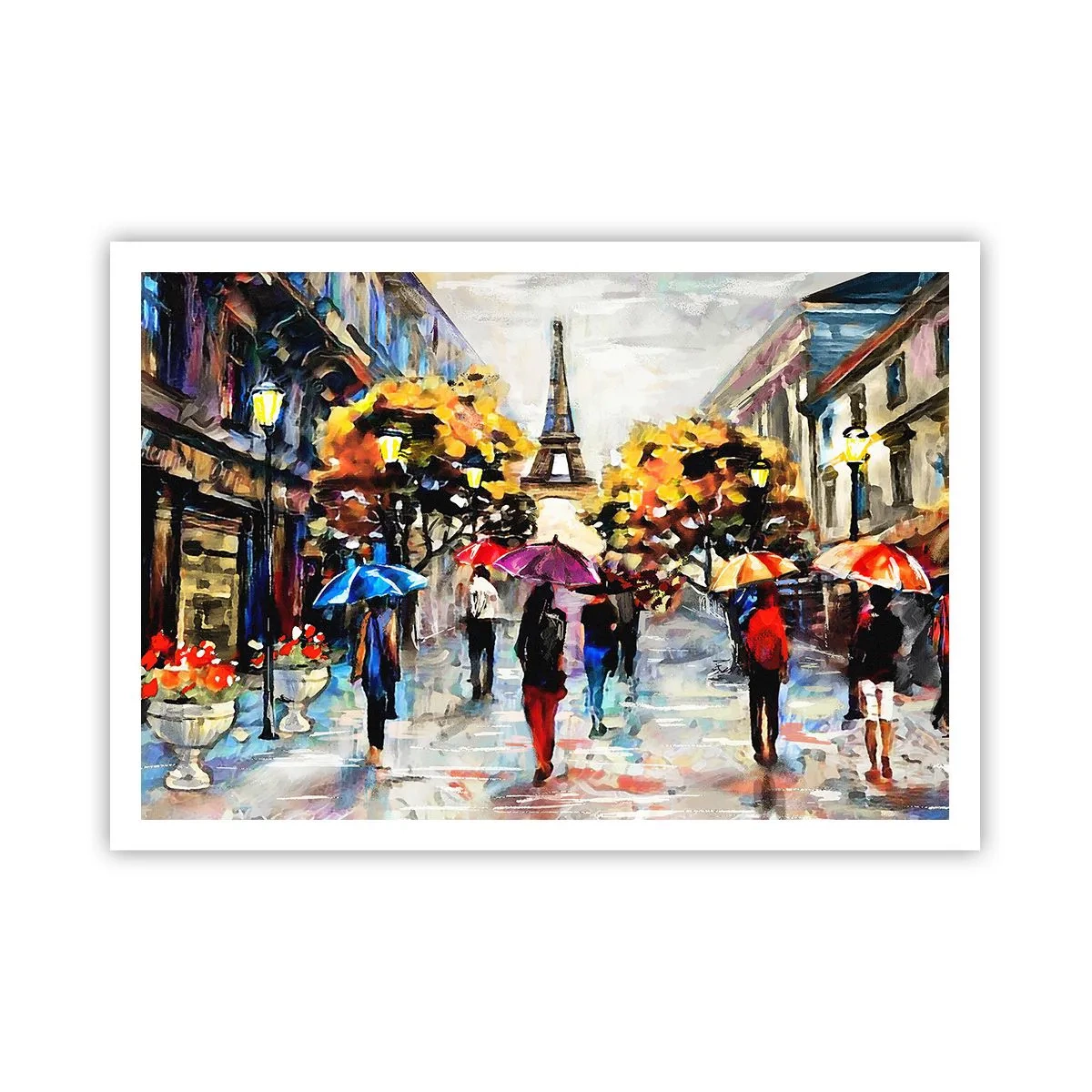 Poster - Ein Herbstspaziergang in Paris mit Blick auf den Eiffelturm - 100x70cm - Besonders schön im Herbst - Moderne Wanddekoration für Wohnzimmer und Schlafzimmer ARTTOR