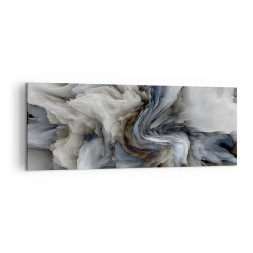 Bild auf Leinwand - Leinwandbild - Abstrakter Wirbel in Grau- und Blautönen - 140x50cm - Stein und Blume - Moderne Wanddekoration für Wohnzimmer und Schlafzimmer ARTTOR
