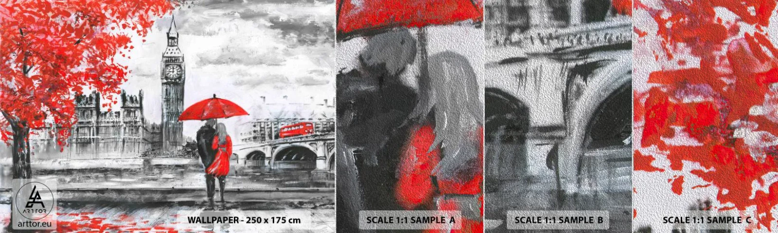 Fototapeten Muster Premium Sand - Verliebt in London - Stadt, London, Verliebtes Pärchen - 100x30 cm