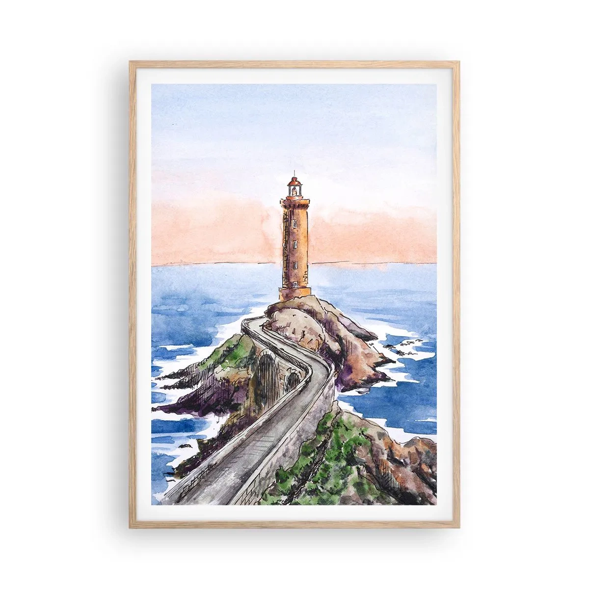 Poster in einem Rahmen aus heller Eiche - Dem Meer zugewandt - 70x100 cm