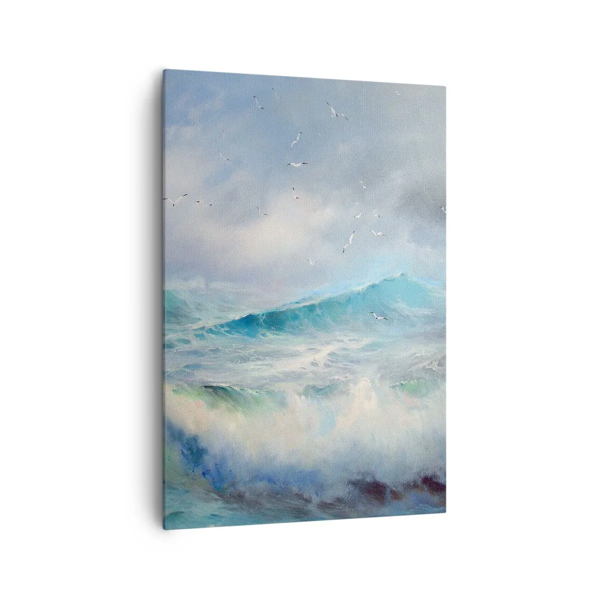 Bild auf Leinwand - Leinwandbild - Raue Wellen auf dem Ozean - 70x100cm - Der wind heulte mit Triumph - Moderne Wanddekoration für Wohnzimmer und Schlafzimmer ARTTOR