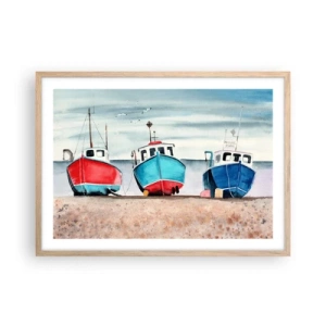 Poster in einem Rahmen aus heller Eiche - Bereit zum Fang - 70x50 cm