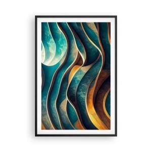 Poster in einem schwarzem Rahmen - Blaue Mäander - 61x91 cm