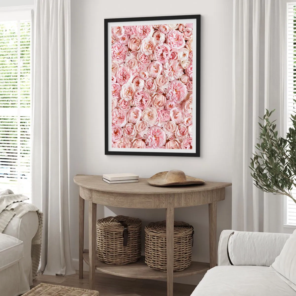 Poster in einem schwarzem Rahmen - Auf Rosen gebettet - 61x91 cm