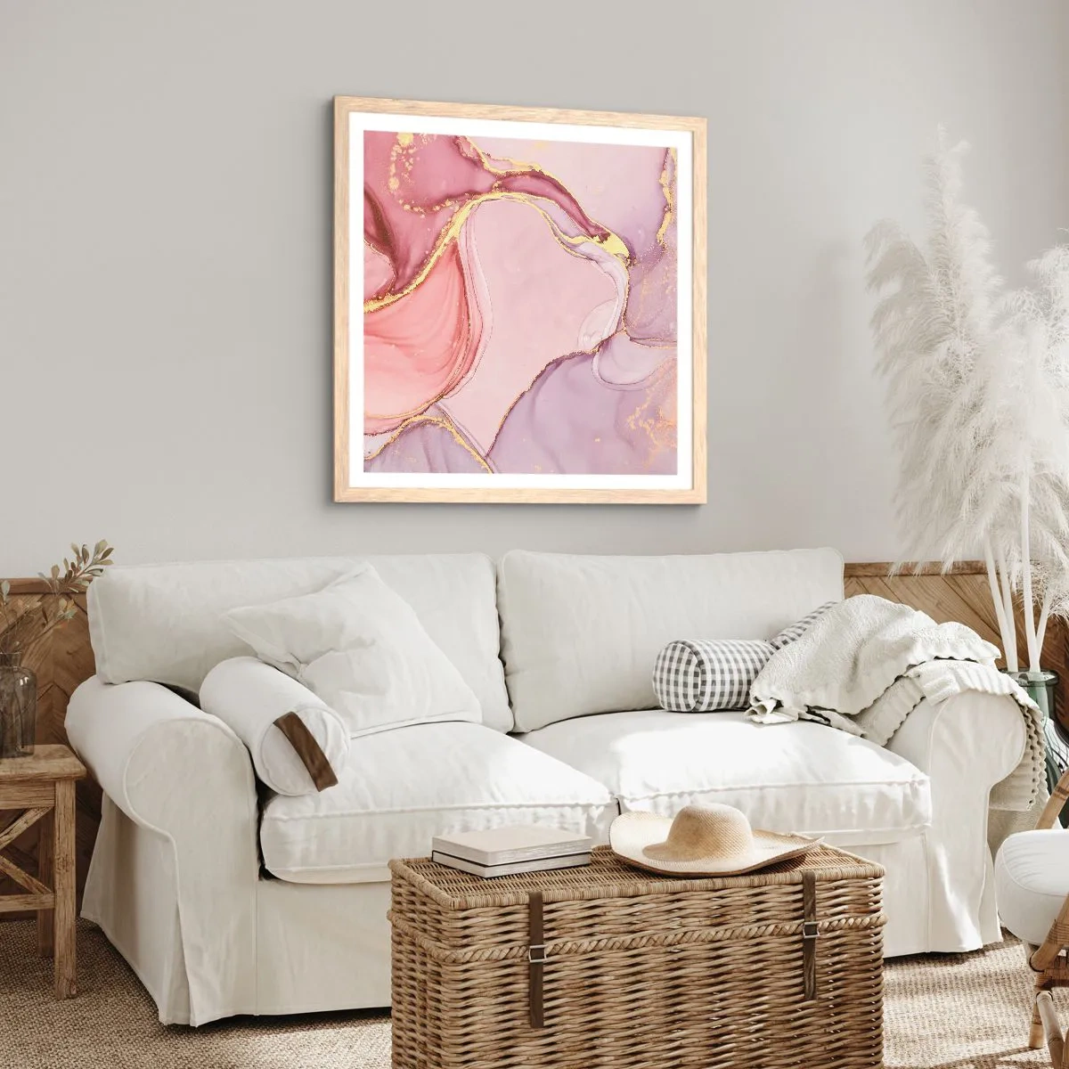 Poster in einem Rahmen aus heller Eiche - Eine Liebkosung der Farben - 60x60 cm