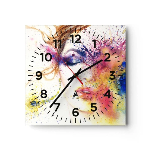 Wanduhr - Glasuhr - Regenbogenschwindel - 40x40 cm