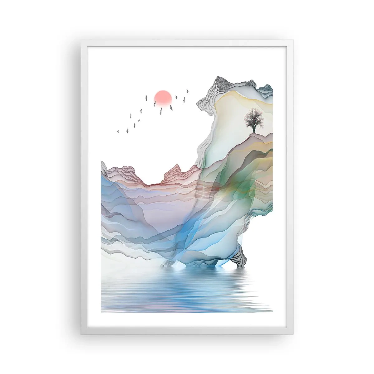 Poster in einem weißen Rahmen - Zu den Kristallbergen - 50x70 cm