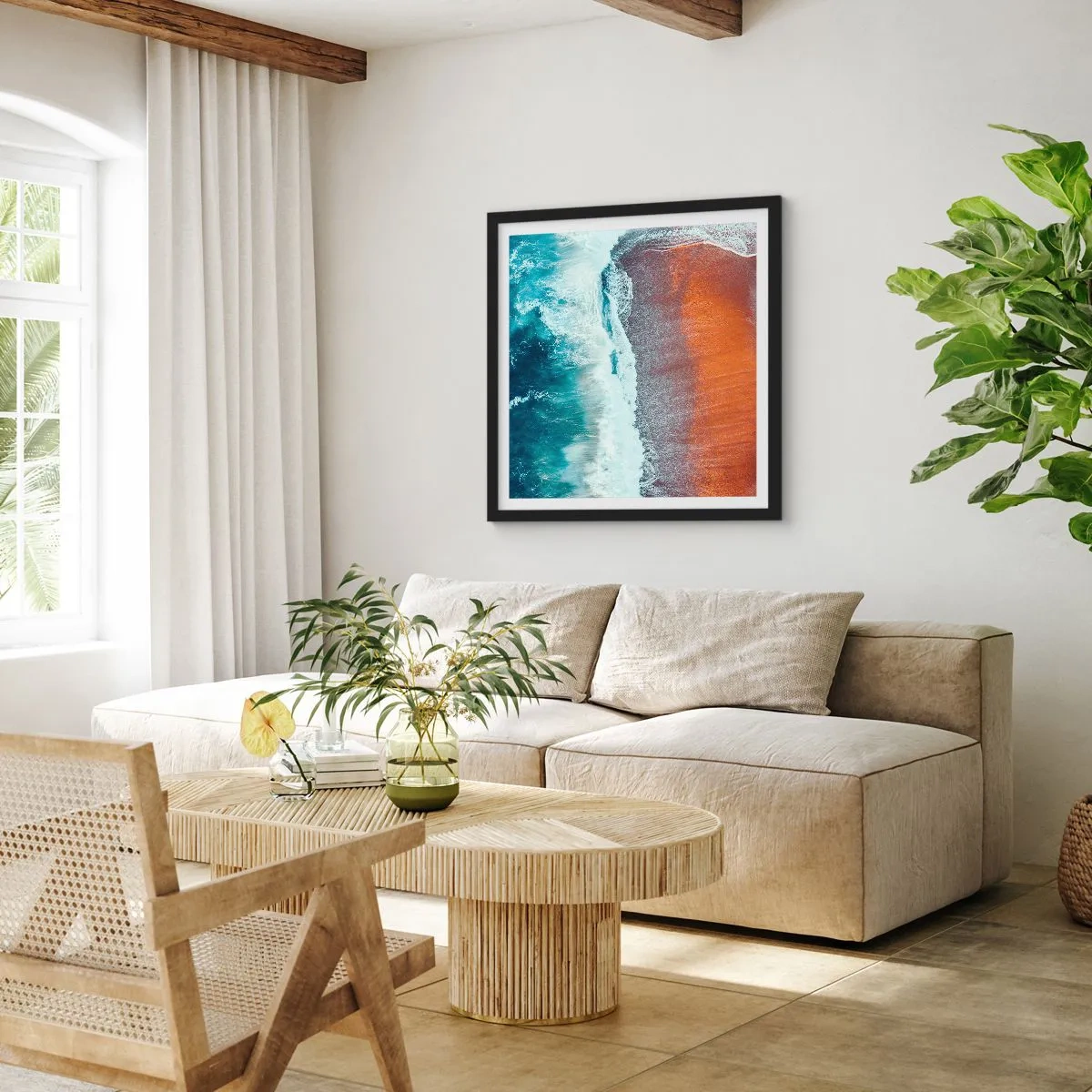 Poster in einem schwarzem Rahmen - Berührung des Ozeans - 60x60 cm