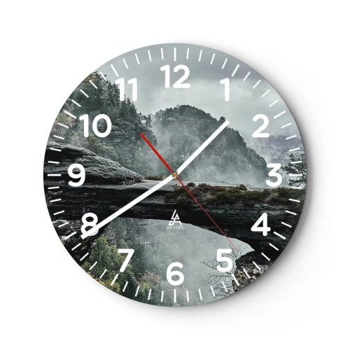 Wanduhr - Glasuhr - Abenteuer beginnt gleich - 40x40 cm