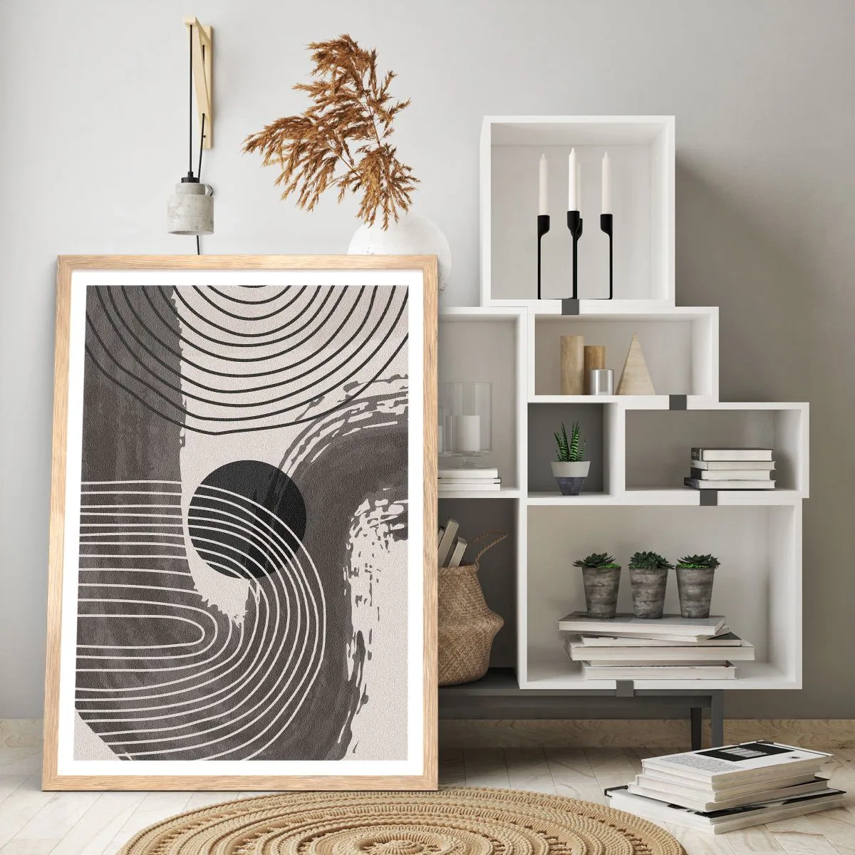 Poster in einem Rahmen aus heller Eiche - Oval gewinnt - 61x91 cm
