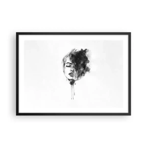 Poster in einem schwarzem Rahmen - Künstlerisches Frauenporträt in Aquarelltechnik mit abstrakten Details - 70x50cm - Wovon träumt das Mädchen - Moderne Wanddekoration für Wohnzimmer und Schlafzimmer ARTTOR