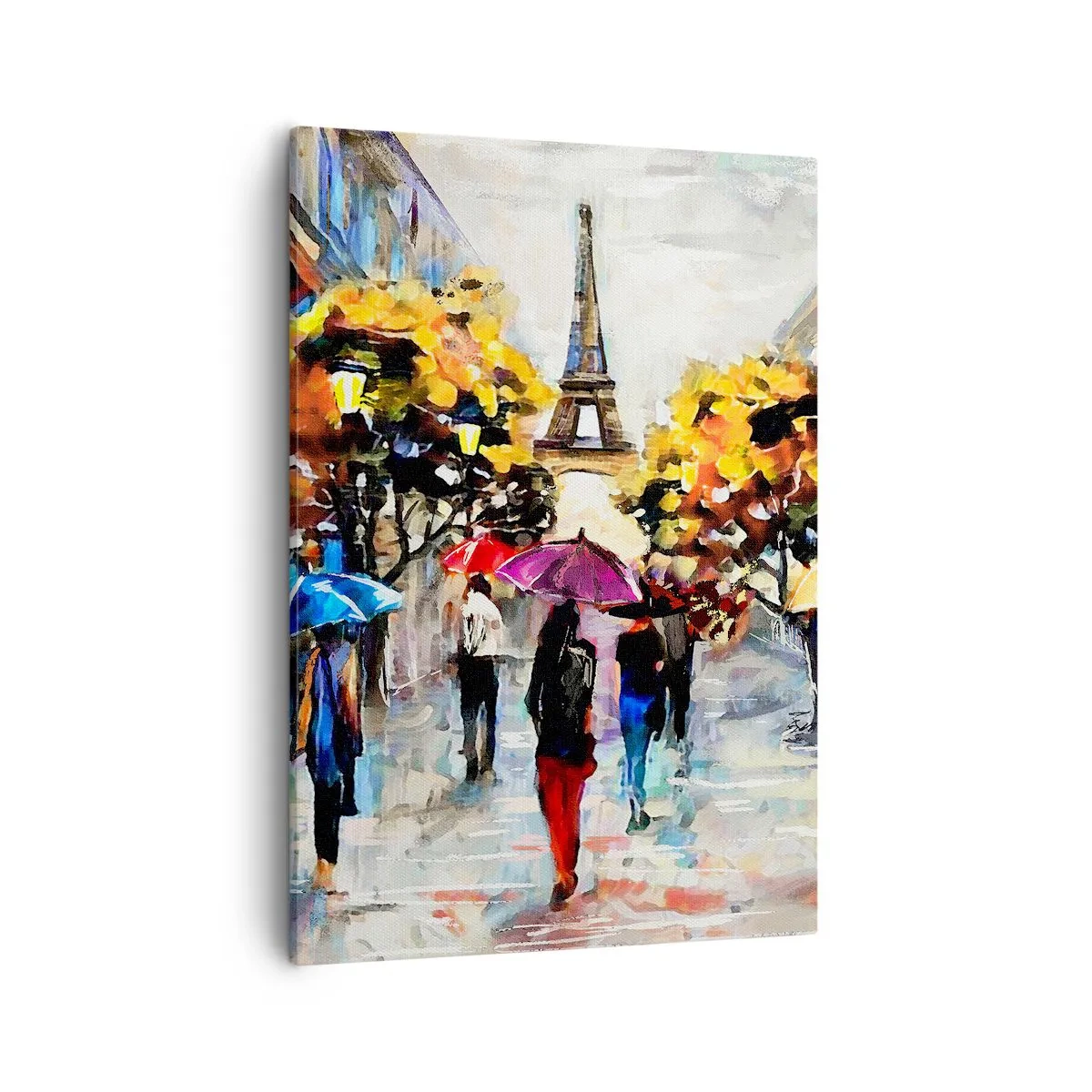 Bild auf Leinwand - Leinwandbild - Ein Herbstspaziergang in Paris mit Blick auf den Eiffelturm - 50x70cm - Besonders schön im Herbst - Moderne Wanddekoration für Wohnzimmer und Schlafzimmer ARTTOR