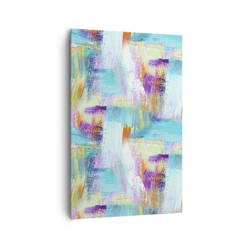 Bild auf Leinwand - Leinwandbild - Farbenfrohe Abstraktion mit dynamischen Pinselstrichen - 80x120cm - Fröhlicher Labyrinth-Liner - Moderne Wanddekoration für Wohnzimmer und Schlafzimmer ARTTOR