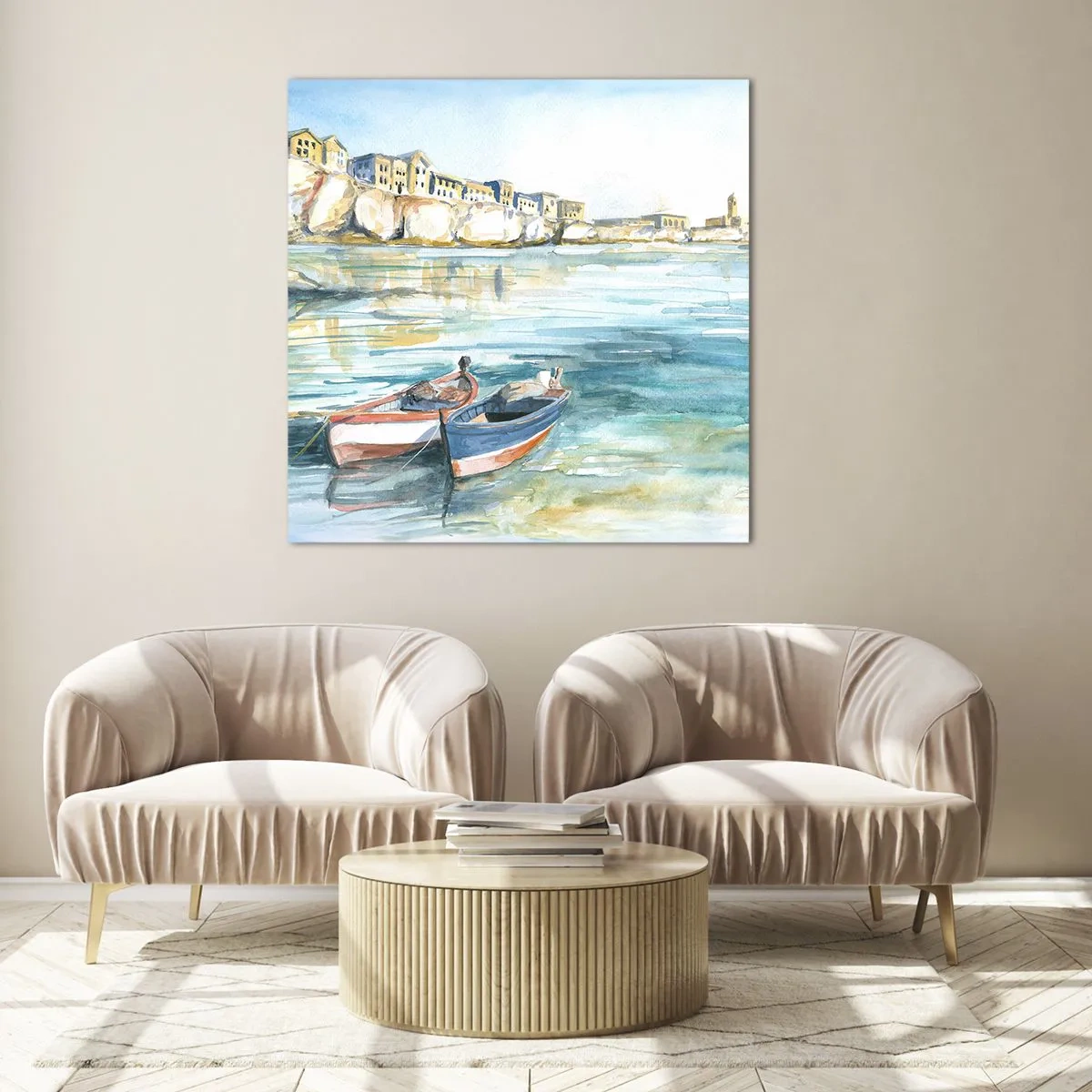 Glasbild - Bild auf glas - Landschaft in Azurblau - 30x30 cm