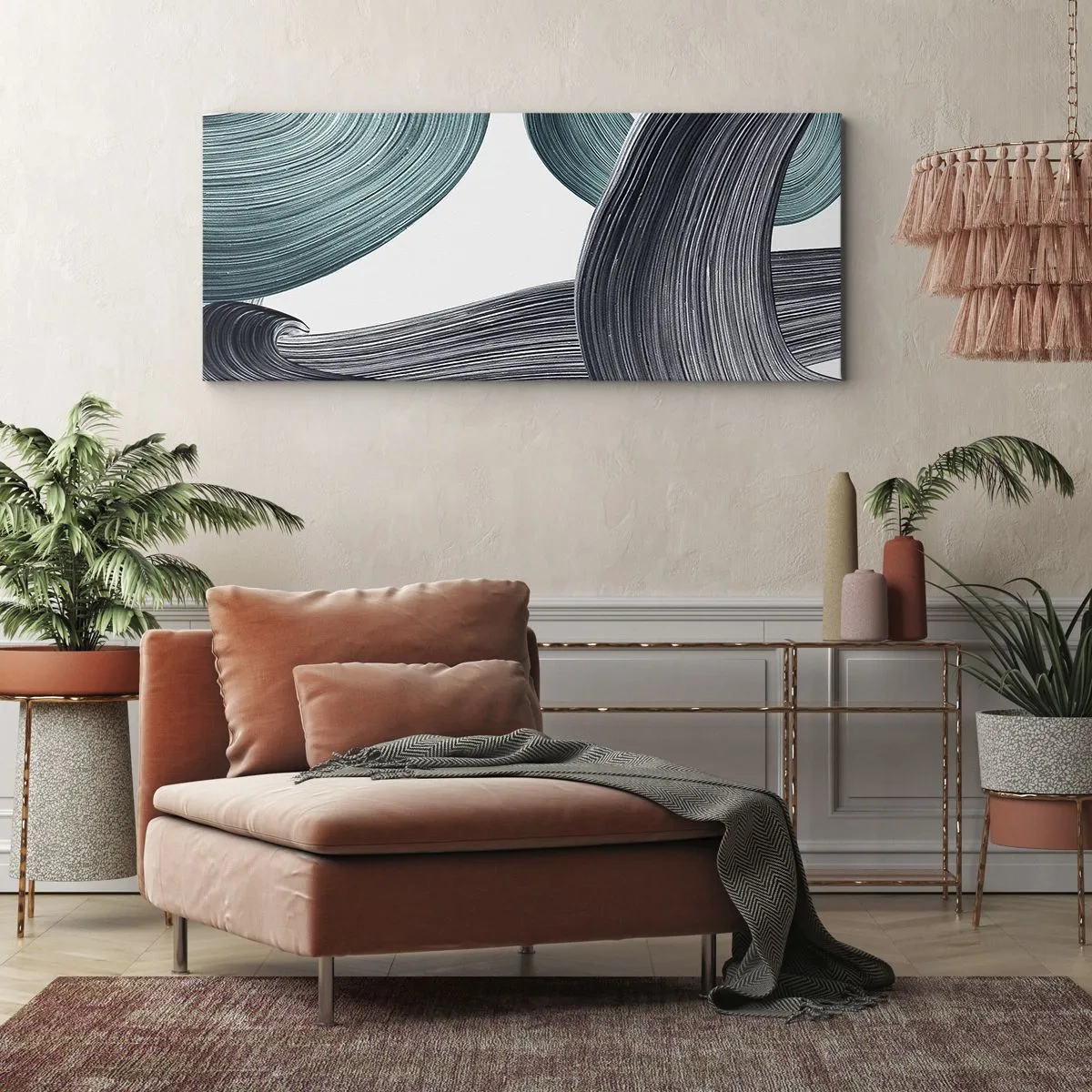 Bild auf Leinwand - Leinwandbild - Smaragdgrüne und schwarze Pfade - 100x40 cm