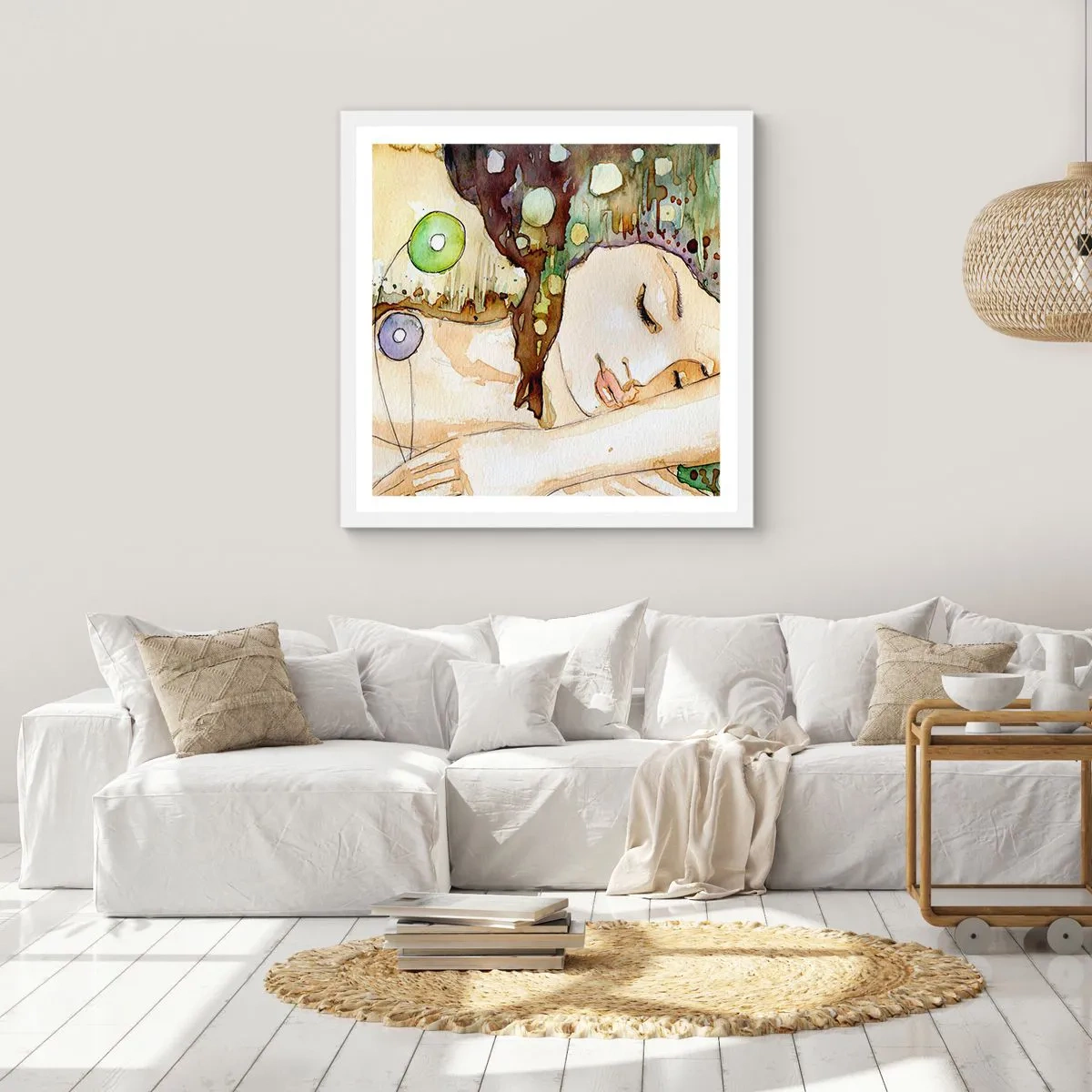 Poster in einem weißen Rahmen - Ein smaragd-violetter Traum - 40x40 cm