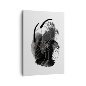 Bild auf Leinwand - Leinwandbild - Abstraktion in Schwarz und Gold auf weißem Hintergrund - 50x70cm - Aus Schwarz entstanden - Moderne Wanddekoration für Wohnzimmer und Schlafzimmer ARTTOR