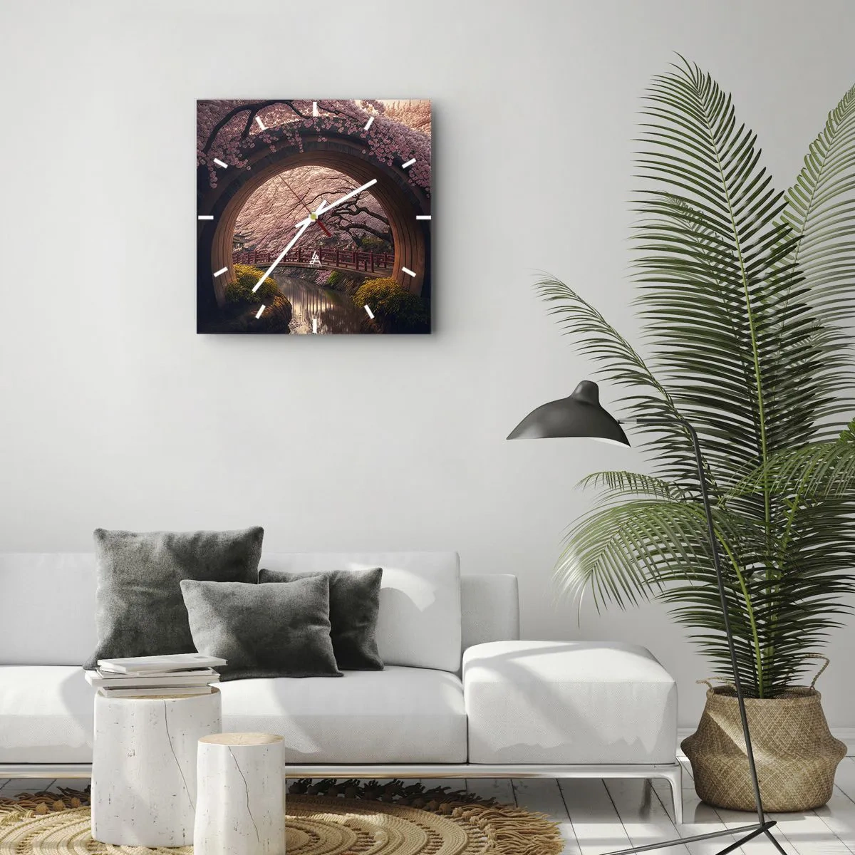 Wanduhr - Glasuhr - Japanischer Frühling - 40x40 cm