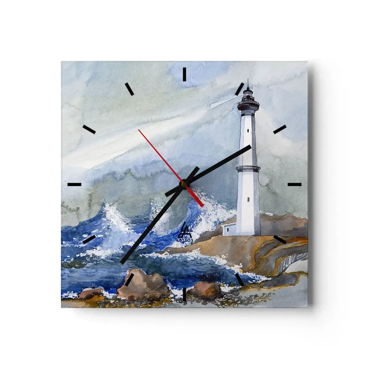 Wanduhr - Glasuhr - Gegen die Dunkelheit und den Sturm - 40x40 cm