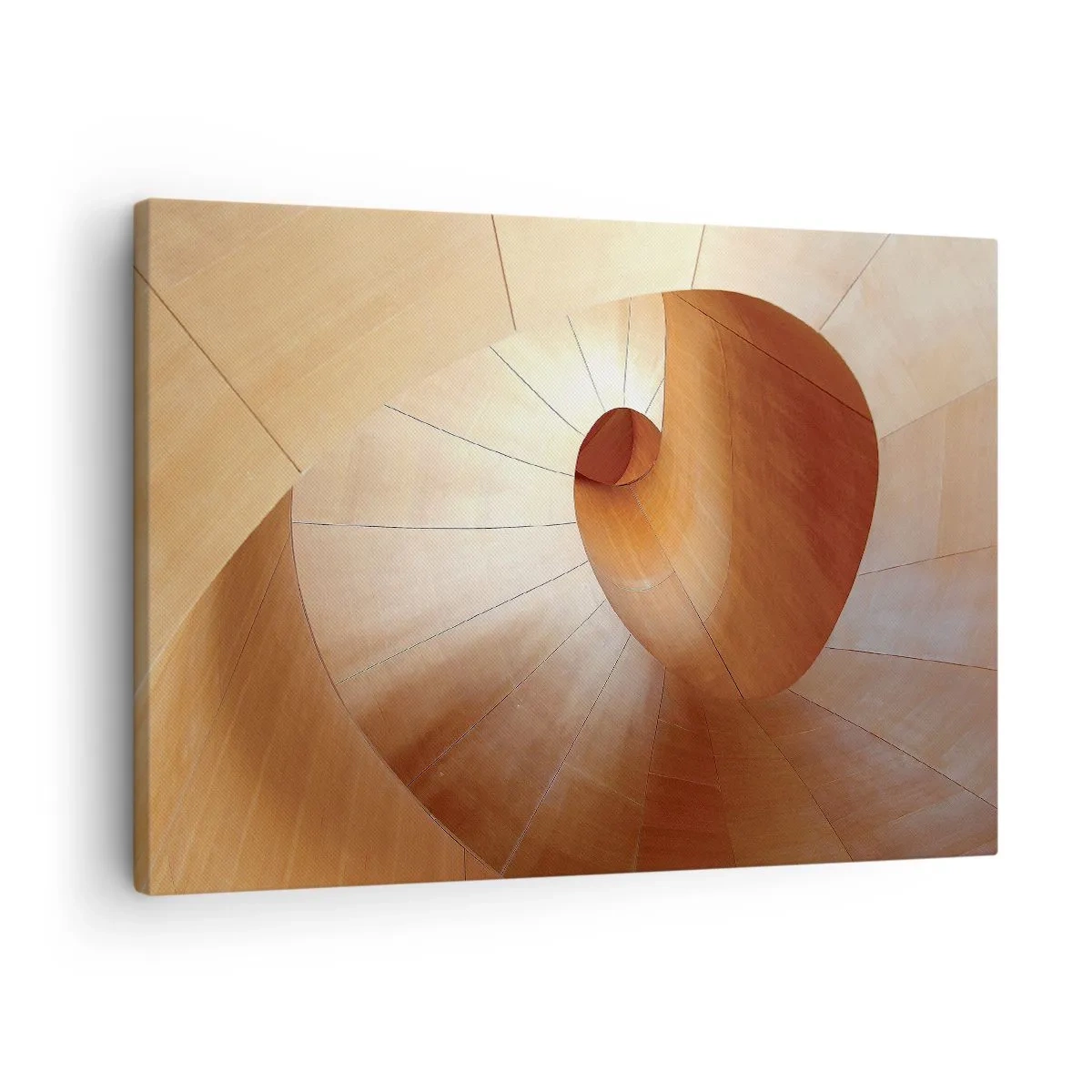 Bild auf Leinwand - Leinwandbild - Abstrakte Spirale in Holz- und Hellbrauntönen - 70x50cm - Architektonische Serpentine - Moderne Wanddekoration für Wohnzimmer und Schlafzimmer ARTTOR