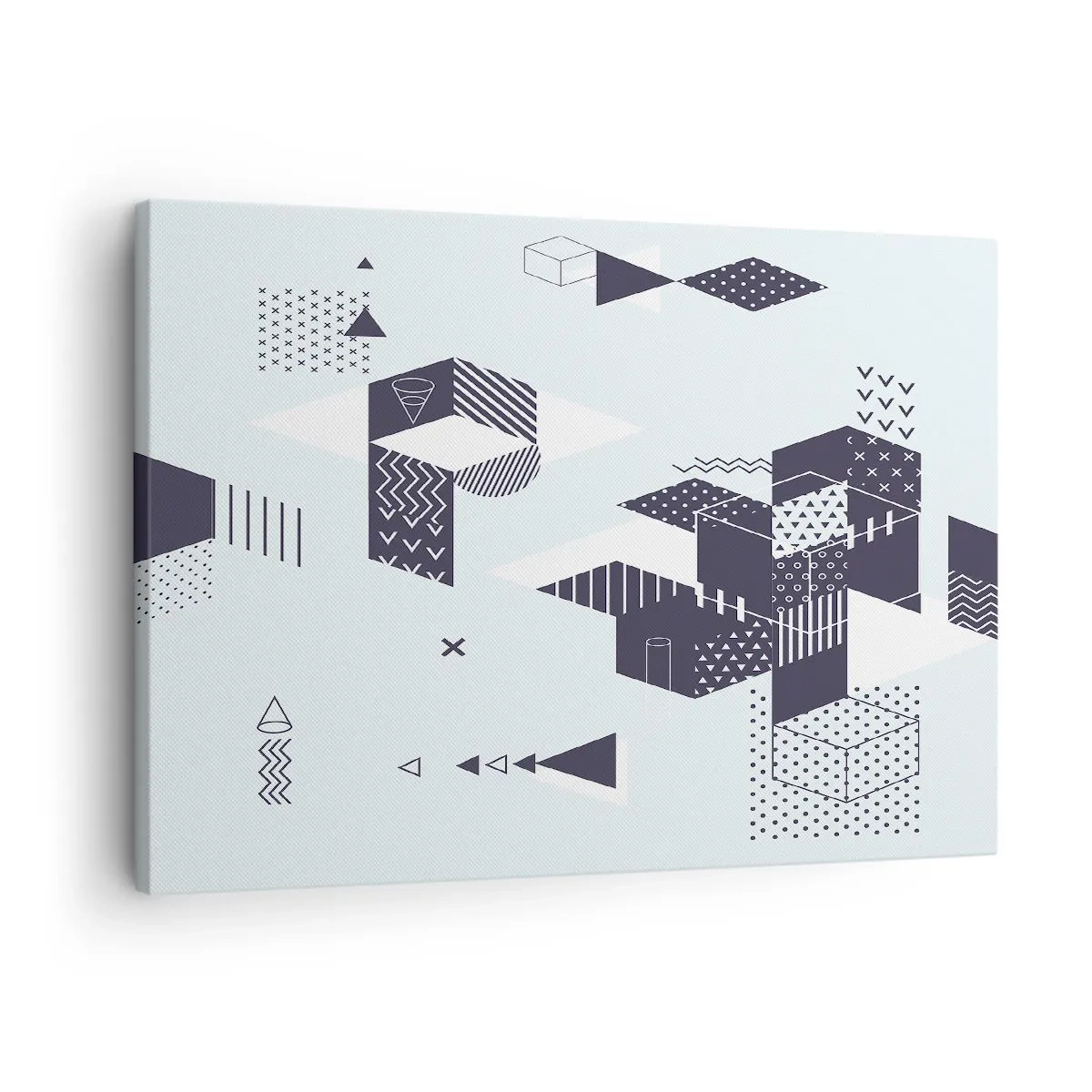 Bild auf Leinwand - Leinwandbild - Moderne geometrische Grafiken in Weiß- und Marineblautönen - 70x50cm - In der Seele eines Mathematikers - Moderne Wanddekoration für Wohnzimmer und Schlafzimmer ARTTOR