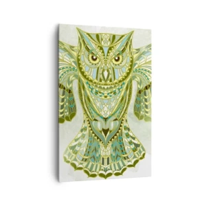 Bild auf Leinwand - Leinwandbild - Dekorative Eule in Blautönen - 80x120cm - Aus einem keltischen heiligen Hain - Moderne Wanddekoration für Wohnzimmer und Schlafzimmer ARTTOR