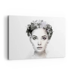 Bild auf Leinwand - Leinwandbild - Ein künstlerisches Frauenporträt mit zarten abstrakten Akzenten. - 100x70cm - Ein äußerst stilvolles Portrait - Moderne Wanddekoration für Wohnzimmer und Schlafzimmer ARTTOR