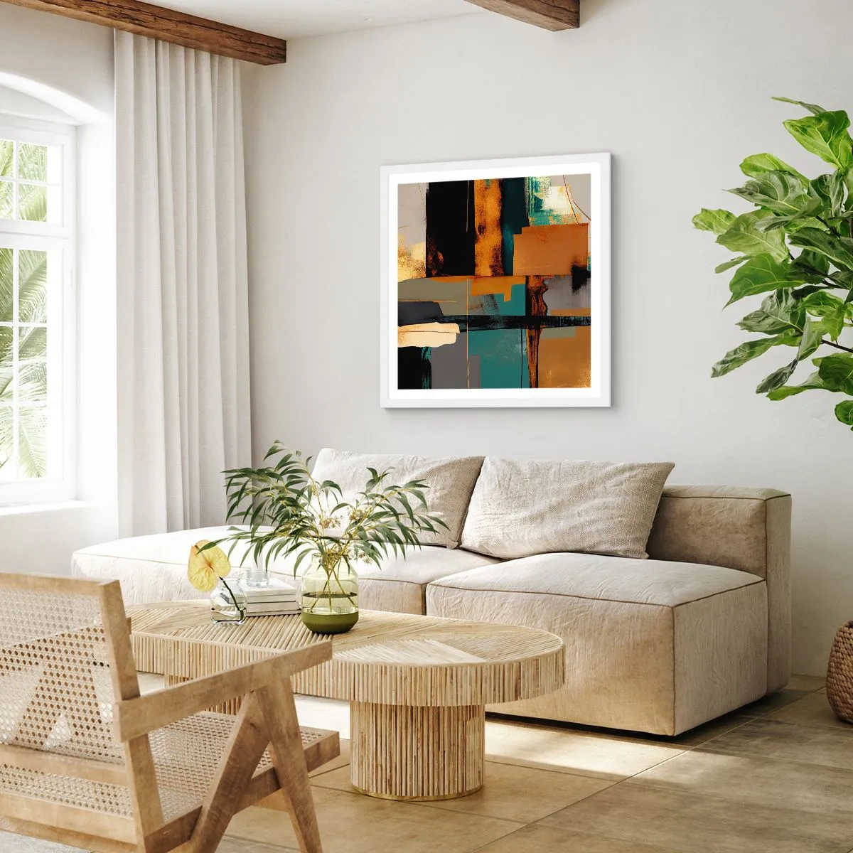 Poster in einem weißen Rahmen - Abstraktion – Licht und Schatten - 30x30 cm